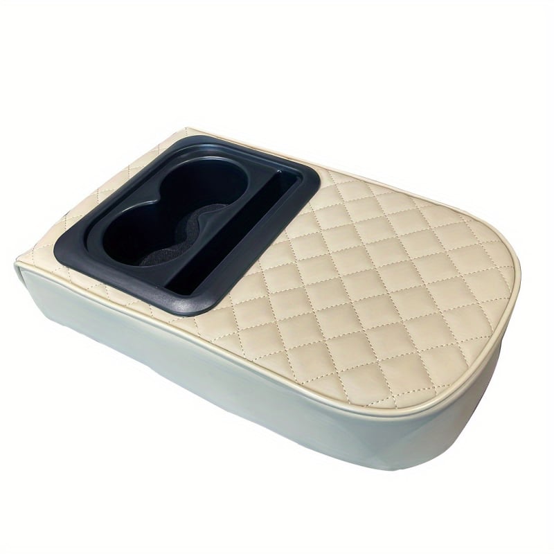 Auto elkoņa balsts ar pacelamu spilvenu, apaļas galvas dizains, pamata stils, āda, universāls transportlīdzeklis, salvetēm un glāzei paredzētais turētājs, četri vienā