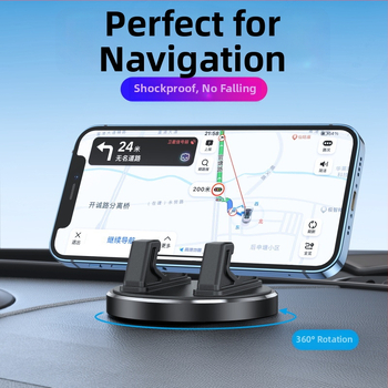Univerzálny držiak na telefón do auta s prísavkou, 360° kovová rotácia na palubnej doske, odolný voči nárazom