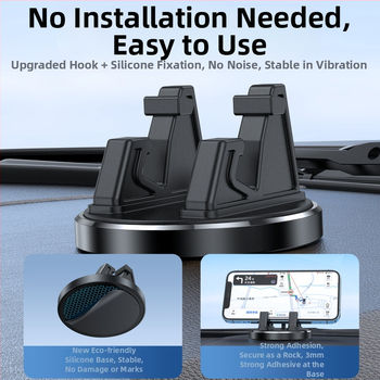 Univerzálny držiak na telefón do auta s prísavkou, 360° kovová rotácia na palubnej doske, odolný voči nárazom