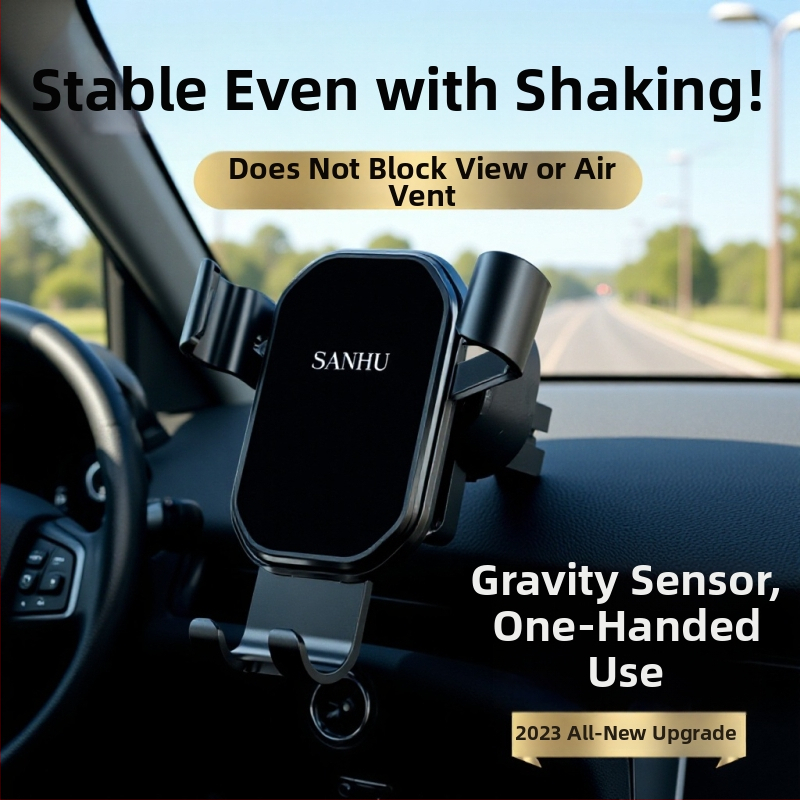 Držiak na telefón do auta s montážou na výduch vzduchu, gravitačný senzor, trojuholníkový zrkadlový dizajn, snap-on inštalácia