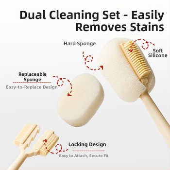 Dlhá rukoväť čistiacej kefy na poháre pre detské fľaše, šálky a slamky; 3 v 1 čistiaca kefka na medzery a hubka