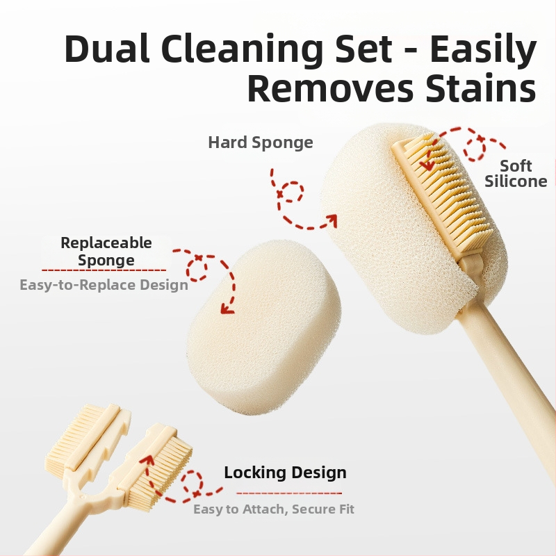 Pikkade käepidemega tassi puhastus hari beebipudelitele, kruusidele ja joogikõrredele; 3-in-1 puhastus hari aukude ja svamm