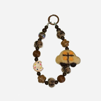 Αλυσίδα κινητού με γούνινες χάντρες μπομπο – Χειροποίητο, Unisex, Σχήμα Καρτούν, Διακοσμητικό