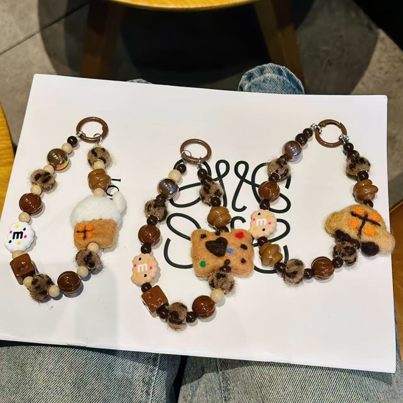 Αλυσίδα κινητού με γούνινες χάντρες μπομπο – Χειροποίητο, Unisex, Σχήμα Καρτούν, Διακοσμητικό