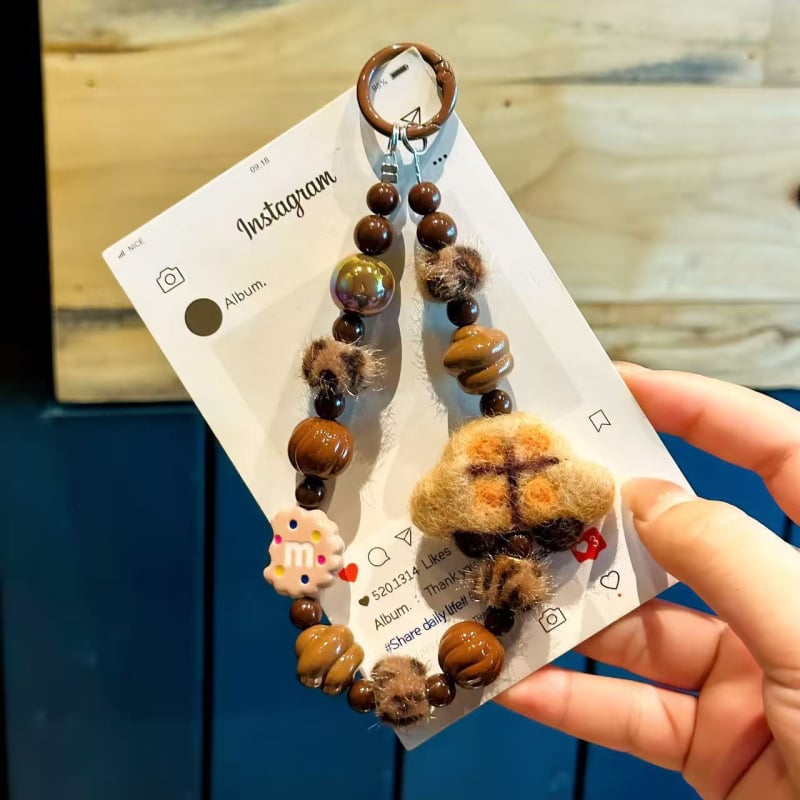 Αλυσίδα κινητού με γούνινες χάντρες μπομπο – Χειροποίητο, Unisex, Σχήμα Καρτούν, Διακοσμητικό