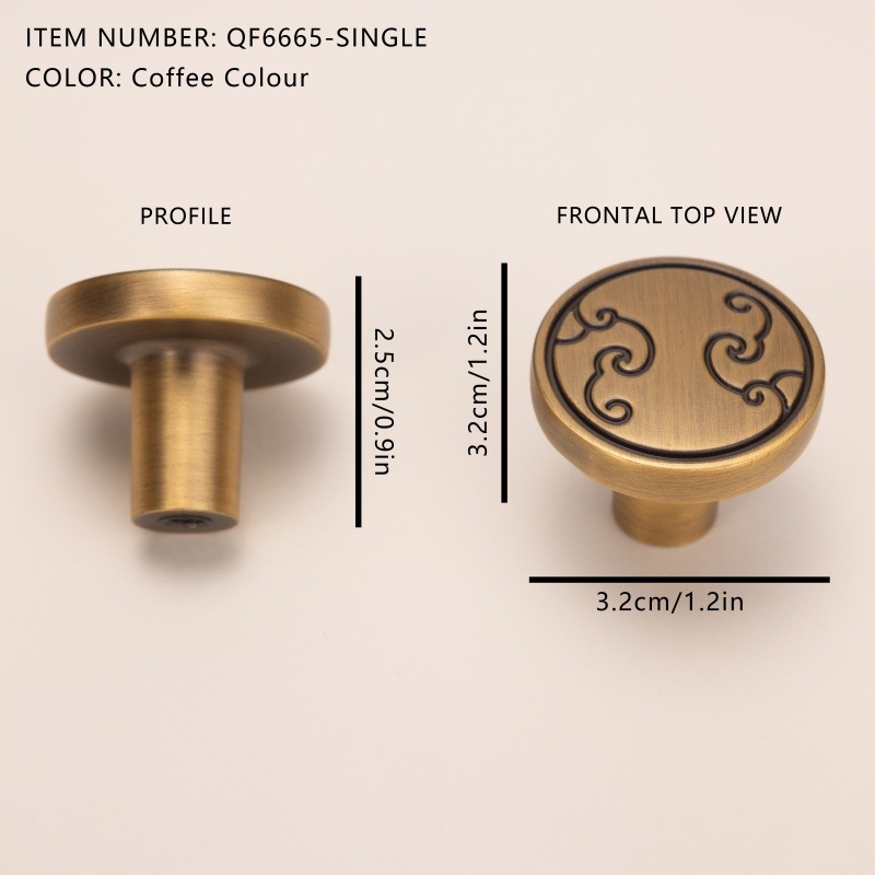 Rukoväť na nábytok pre skriňu — zliatina zinku, elektrogalvanizácia, model s jednou dierou, nový čínsky štýl, vhodné pre skrine, skrinky, dvere a zásuvky