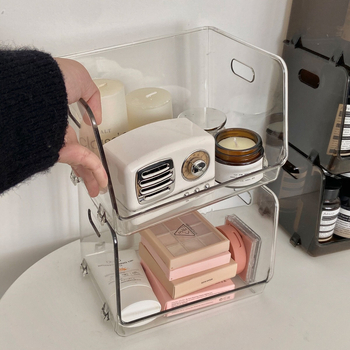 Stolna prozirna kutija za pohranu šalice, kozmetiku i užine; PET plast