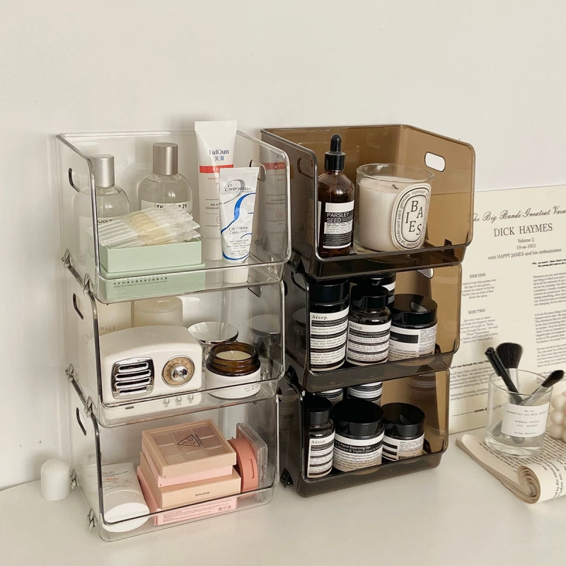 Stolna prozirna kutija za pohranu šalice, kozmetiku i užine; PET plast