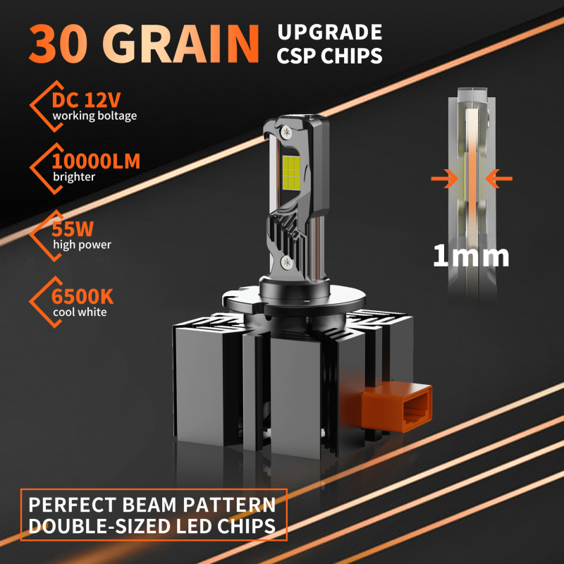 Automobilové LED svetlá D2S/D4S LED náhrada HID Xenón, 60W, 9-40V, 6000LM, IP68, hliníkové puzdro, všetko v jednom