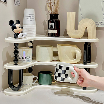 3-slojni stolni držač za čajne šalice i staklene čaše, plastika, s odvodom, višestruka namjena