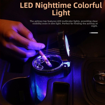 Automobilový popolník na zavesenie, s víčkom a LED svetlom, personalizovaný a kreatívny (Materiál: Plast; Značka: Golden fire ant; Model: 002; Hmotnosť: 150 g; Výrobný proces: Odlievanie)