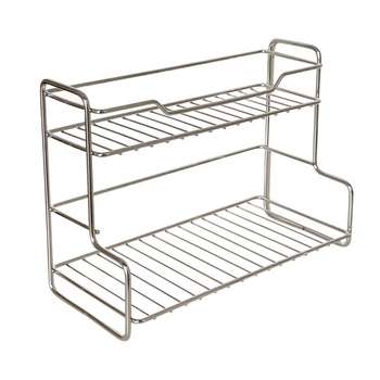 Dvojposchodový organizér kozmetiky z nehrdzavejúcej ocele na stolný, s držiakom na pohár – minimalistický štýl, bez potreby montáže