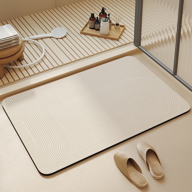 Kúpeľňová rohož na podlahu – silikónová diatómová bahno, protisklzná, nasiakajúca vodu, moderný minimalistický štýl, model 12312312