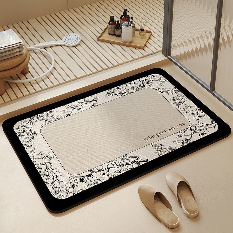 Kúpeľňová rohož na podlahu – silikónová diatómová bahno, protisklzná, nasiakajúca vodu, moderný minimalistický štýl, model 12312312