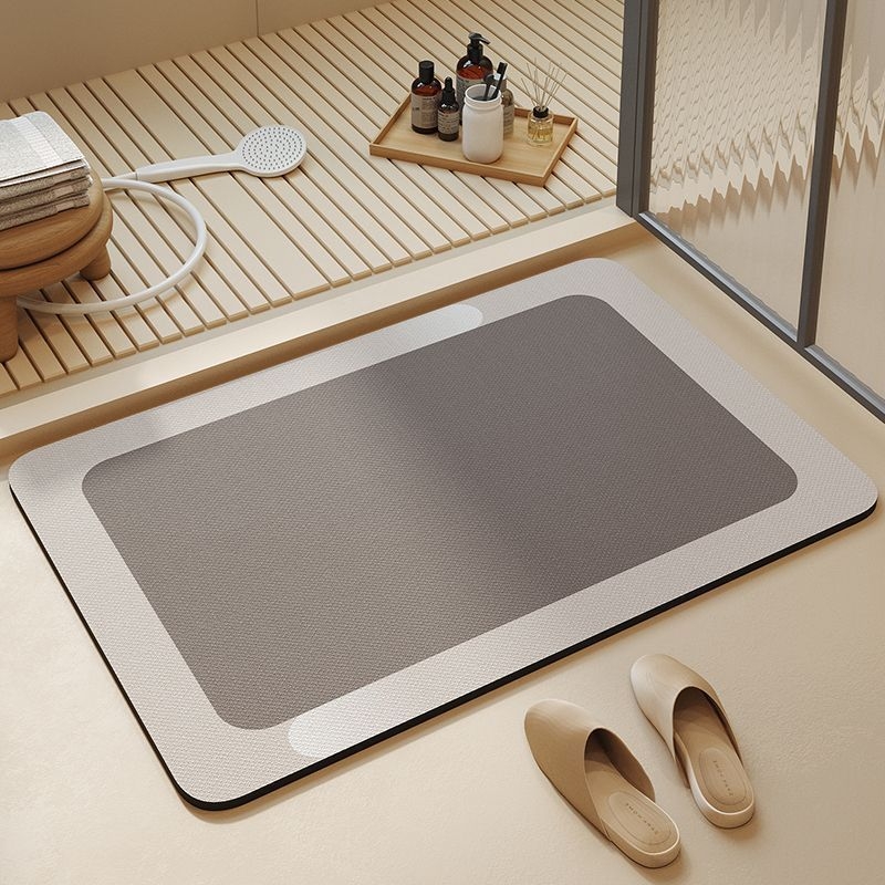 Kúpeľňová rohož na podlahu – silikónová diatómová bahno, protisklzná, nasiakajúca vodu, moderný minimalistický štýl, model 12312312