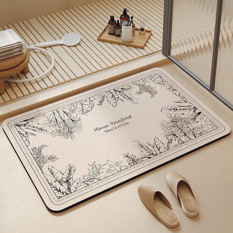 Kúpeľňová rohož na podlahu – silikónová diatómová bahno, protisklzná, nasiakajúca vodu, moderný minimalistický štýl, model 12312312