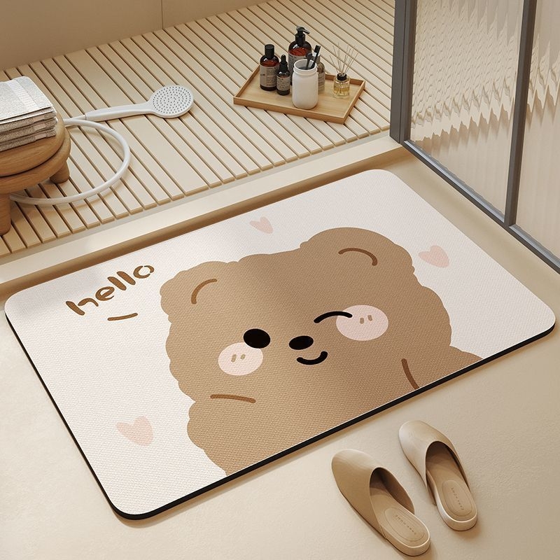 Kúpeľňová rohož na podlahu – silikónová diatómová bahno, protisklzná, nasiakajúca vodu, moderný minimalistický štýl, model 12312312