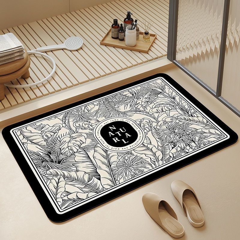 Kúpeľňová rohož na podlahu – silikónová diatómová bahno, protisklzná, nasiakajúca vodu, moderný minimalistický štýl, model 12312312