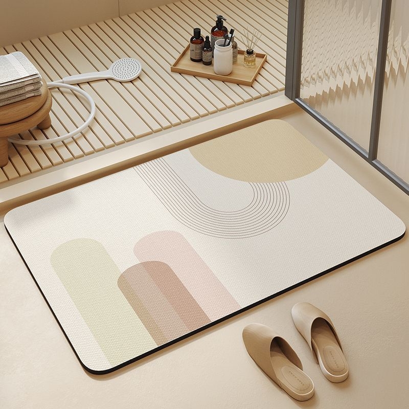 Kúpeľňová rohož na podlahu – silikónová diatómová bahno, protisklzná, nasiakajúca vodu, moderný minimalistický štýl, model 12312312