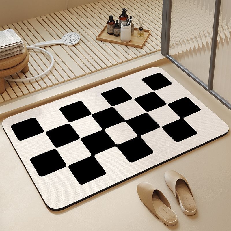 Kúpeľňová rohož na podlahu – silikónová diatómová bahno, protisklzná, nasiakajúca vodu, moderný minimalistický štýl, model 12312312