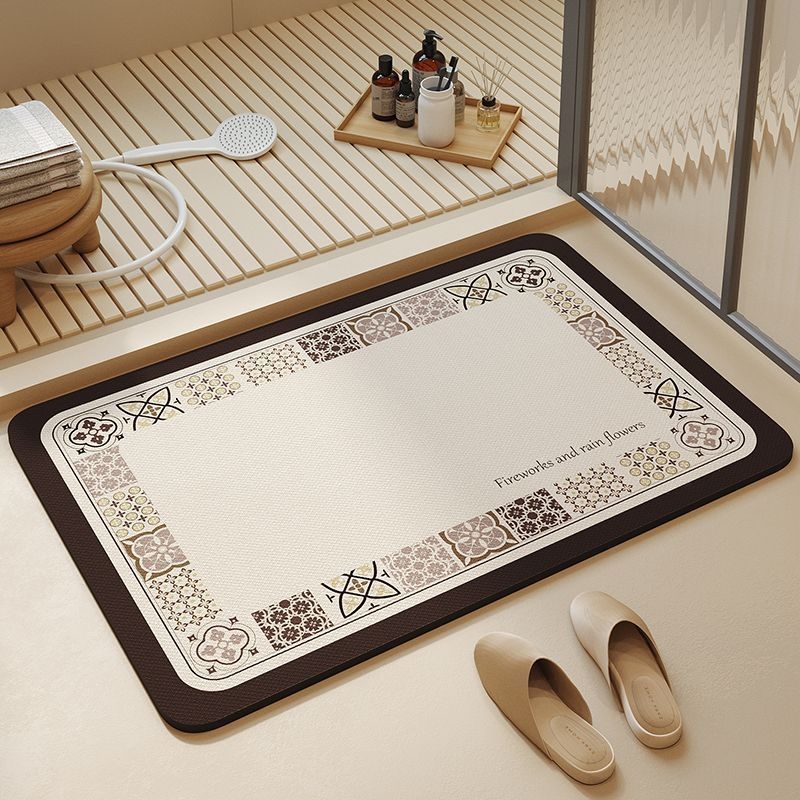 Kúpeľňová rohož na podlahu – silikónová diatómová bahno, protisklzná, nasiakajúca vodu, moderný minimalistický štýl, model 12312312