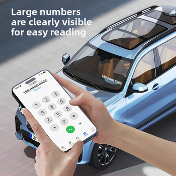 2-v-1 parkovací znak s pohyblivým číslovým štítkom pre telefón na vozidle, kovová konštrukcia, možnosť tlače loga