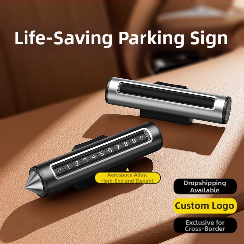 2-v-1 parkovací znak s pohyblivým číslovým štítkom pre telefón na vozidle, kovová konštrukcia, možnosť tlače loga