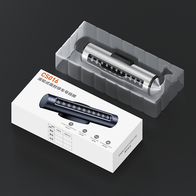 2-v-1 parkovací znak s pohyblivým číslovým štítkom pre telefón na vozidle, kovová konštrukcia, možnosť tlače loga