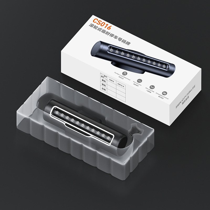 2-v-1 parkovací znak s pohyblivým číslovým štítkom pre telefón na vozidle, kovová konštrukcia, možnosť tlače loga