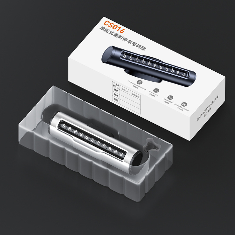 2-v-1 parkovací znak s pohyblivým číslovým štítkom pre telefón na vozidle, kovová konštrukcia, možnosť tlače loga