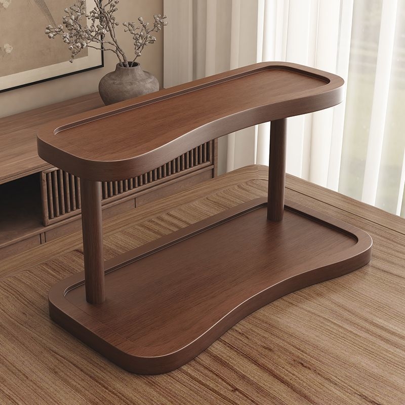 Držiak na poháre a úložný regál - 2 poschodia, stolný organizér na poháre a sadu čajov, Nan Bamboo, jednoduchý moderný štýl, viacúčelový