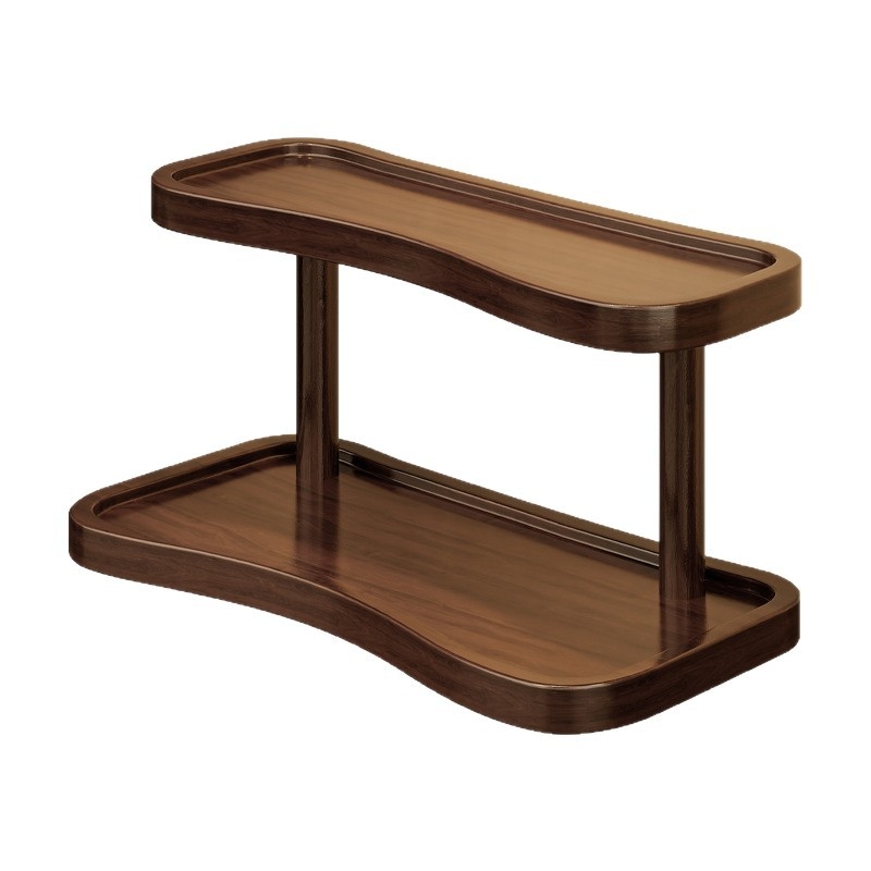 Držiak na poháre a úložný regál - 2 poschodia, stolný organizér na poháre a sadu čajov, Nan Bamboo, jednoduchý moderný štýl, viacúčelový