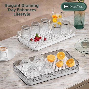 Drenážna miska na čajové šálky s ľadovcovým vzorom - plastová, viacúčelová, pohyblivá, bez inštalácie, 1 vrstva, kuchynské/desktop uloženie