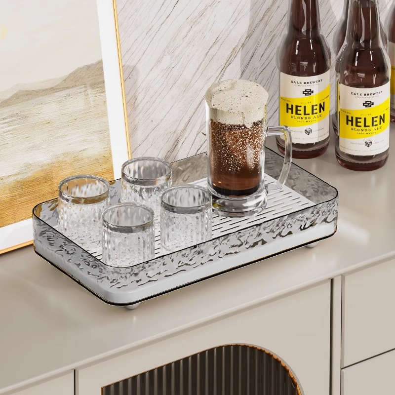 Drenážna miska na čajové šálky s ľadovcovým vzorom - plastová, viacúčelová, pohyblivá, bez inštalácie, 1 vrstva, kuchynské/desktop uloženie