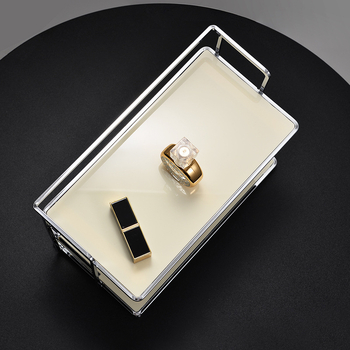 Dvostrani stolni organizator za pohranu — metalni okvir s akrilnim elementima, za šminku, čaše i kućnu uporabu