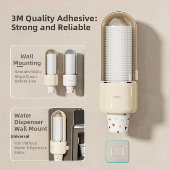 Držiak na poháre k kancelárskemu vodovodu, nástenný, vysúvací, prachotesný, ABS materiál
