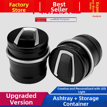 Popolník do auta s LED svetlami a krytom — plastový, 190 g