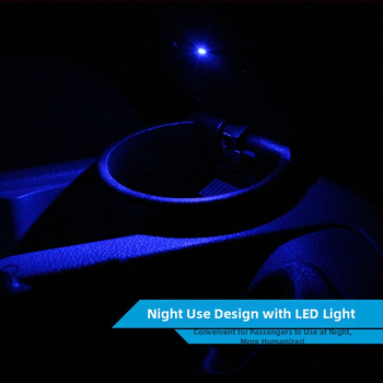 Popolník do auta s LED svetlami a krytom — plastový, 190 g