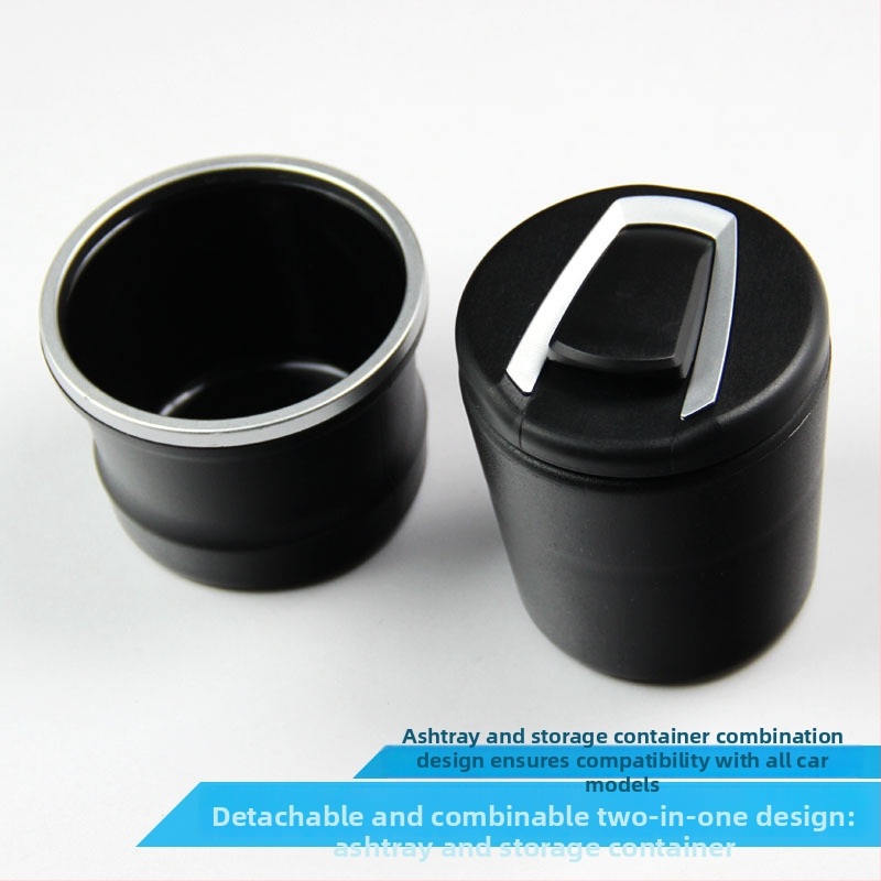 Popolník do auta s LED svetlami a krytom — plastový, 190 g