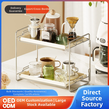 Stolový regál na kozmetiku a poháre, skladací, dvojposchodový, z uhlíkovej ocele