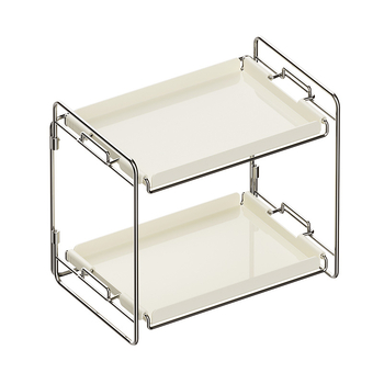 Stolový regál na kozmetiku a poháre, skladací, dvojposchodový, z uhlíkovej ocele