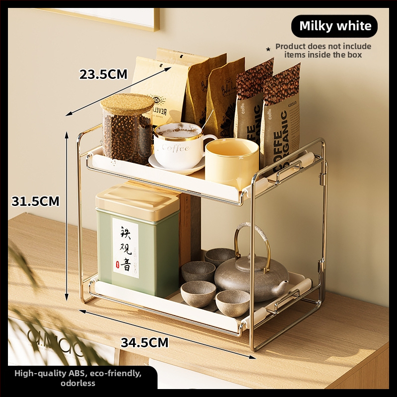 Stolový regál na kozmetiku a poháre, skladací, dvojposchodový, z uhlíkovej ocele