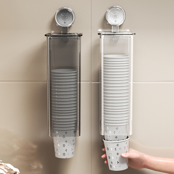 Zidni držač papirnih čaša s usisnom ventuzom, plastični, 1 sloj, za jednokratne čaše