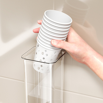 Zidni držač papirnih čaša s usisnom ventuzom, plastični, 1 sloj, za jednokratne čaše