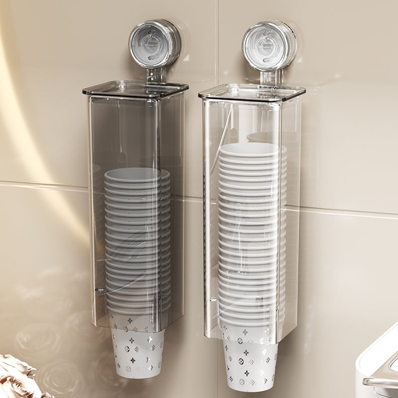 Zidni držač papirnih čaša s usisnom ventuzom, plastični, 1 sloj, za jednokratne čaše