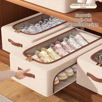 Box na topánky s poklopcom, skladateľný, 27L kapacita, materiál: Tianshan bavlna-lin