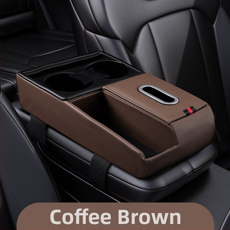 Kožený automobilový organizér s boxom na vreckovky a držiakom na pohár, univerzálna kompatibilita, Guangzhou pôvod, vlastná spracovanie