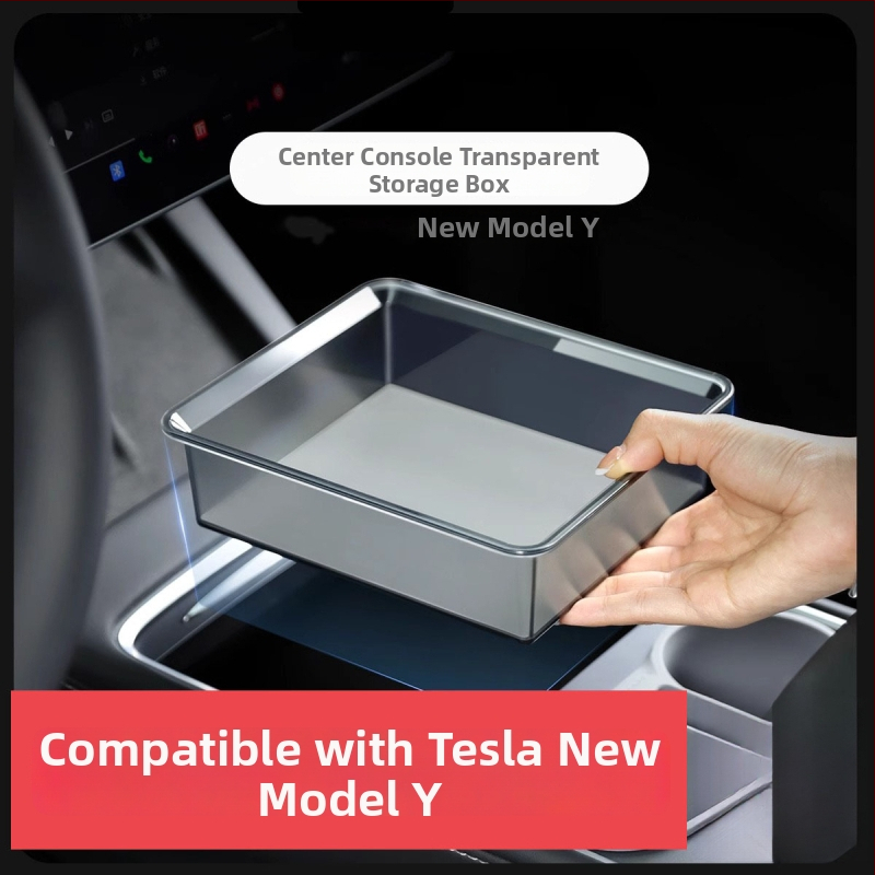 Tesla Model Y/3 centrālās konsoles uzglabāšanas kaste (YL atjaunotā izdevums) – starp sēdekļiem, plastmasas, ūdensnecaurdāma, izturīga pret spiedienu, ar rokturi