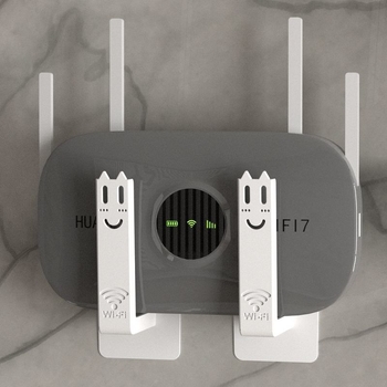Zidni nosač za ruter i multimedijske uređaje s prostorom za Wi‑Fi i set‑top box, bez bušenja