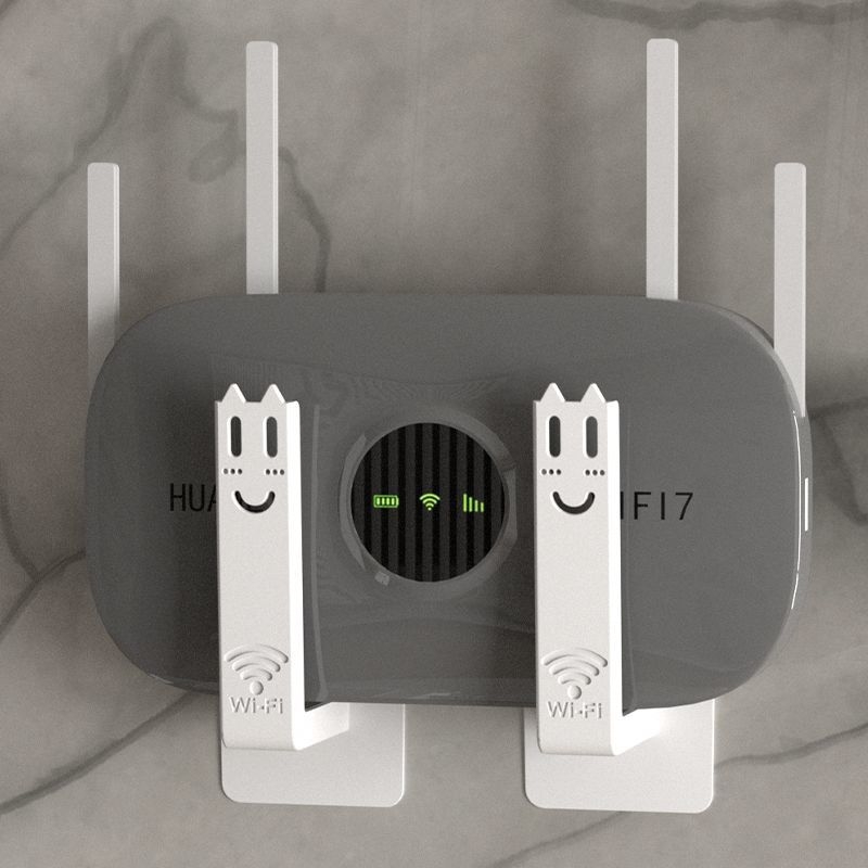 Zidni nosač za ruter i multimedijske uređaje s prostorom za Wi‑Fi i set‑top box, bez bušenja